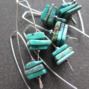 turquoise earrings. sterling silver earrings. December birthstone jewelry. natural turquoise gemstones. image 5