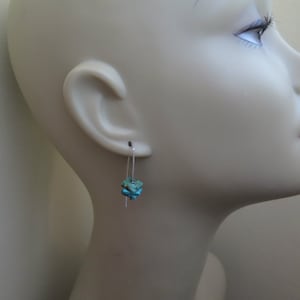turquoise earrings. sterling silver earrings. December birthstone jewelry. natural turquoise gemstones. image 3