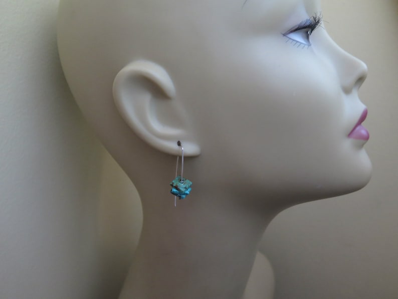 turquoise earrings. sterling silver earrings. December birthstone jewelry. natural turquoise gemstones. image 3