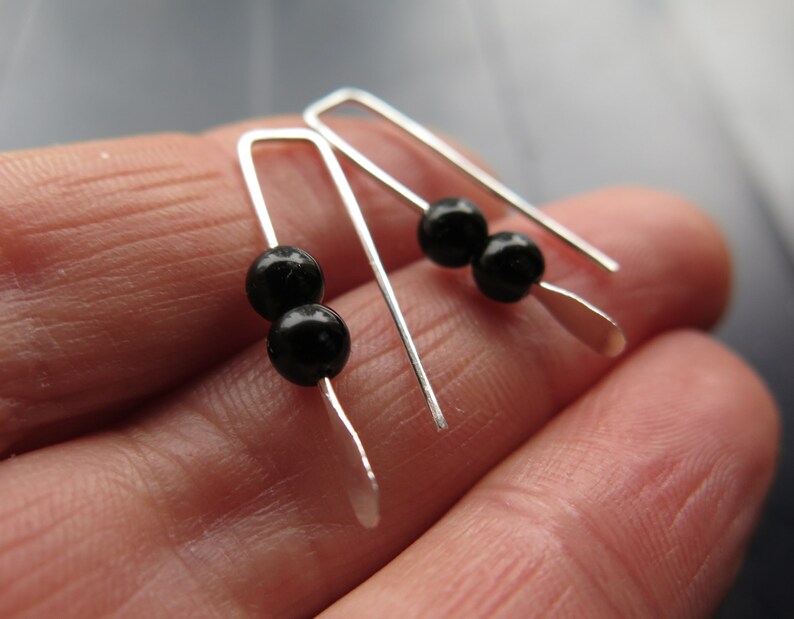 small black onyx earrings modern jewelry Canadian seller.