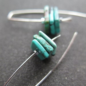 turquoise earrings. sterling silver earrings. December birthstone jewelry. natural turquoise gemstones. image 6