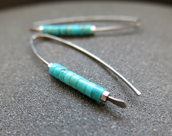 hypoallergenic turquoise earrings. niobium jewelry for sensitive ears. natural gemstones. nickel free earrings.