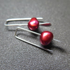 small red pearl earrings. crimson pearl jewelry. made in Canada image 7