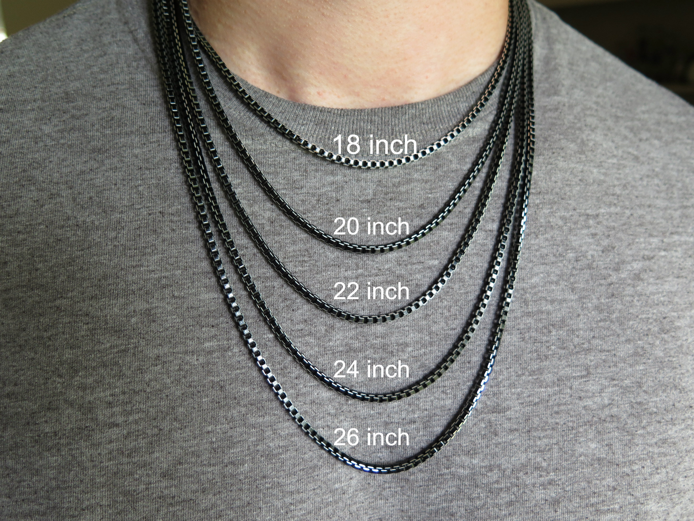 3mm Black Box Chain Necklace