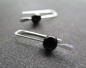 black pearl earrings. small freshwater pearl drop earrings. unique pearl jewelry. splurge.