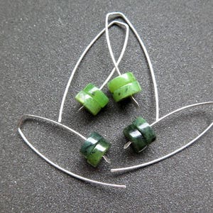 Canadian jade earrings. green jade jewelry. sterling silver jewellery. image 6