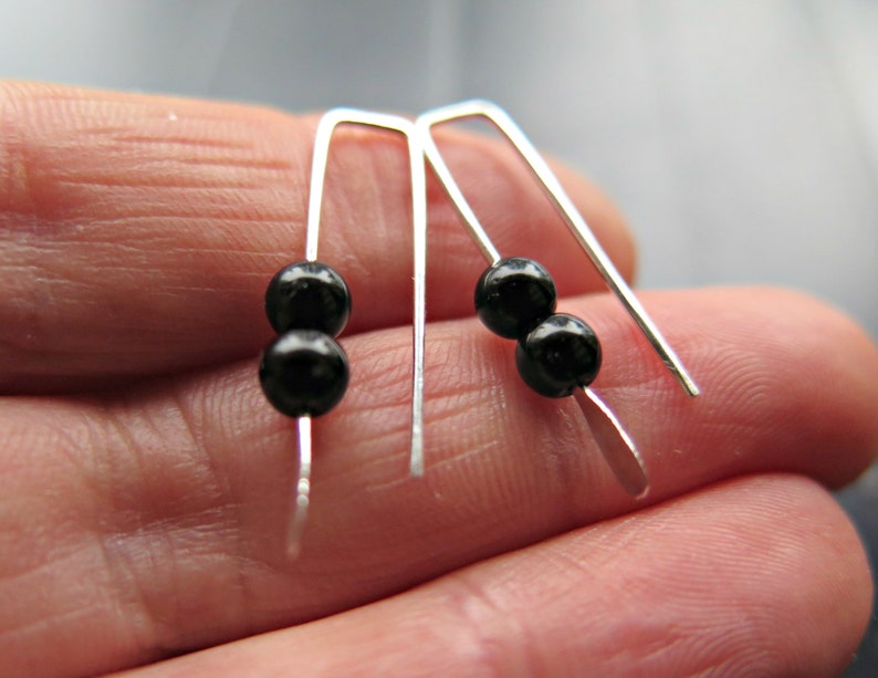 small black onyx earrings modern jewelry Canadian seller.