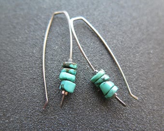 real turquoise earrings. niobium wire for sensitive ears. nickel free jewelry. Calgary, Canada