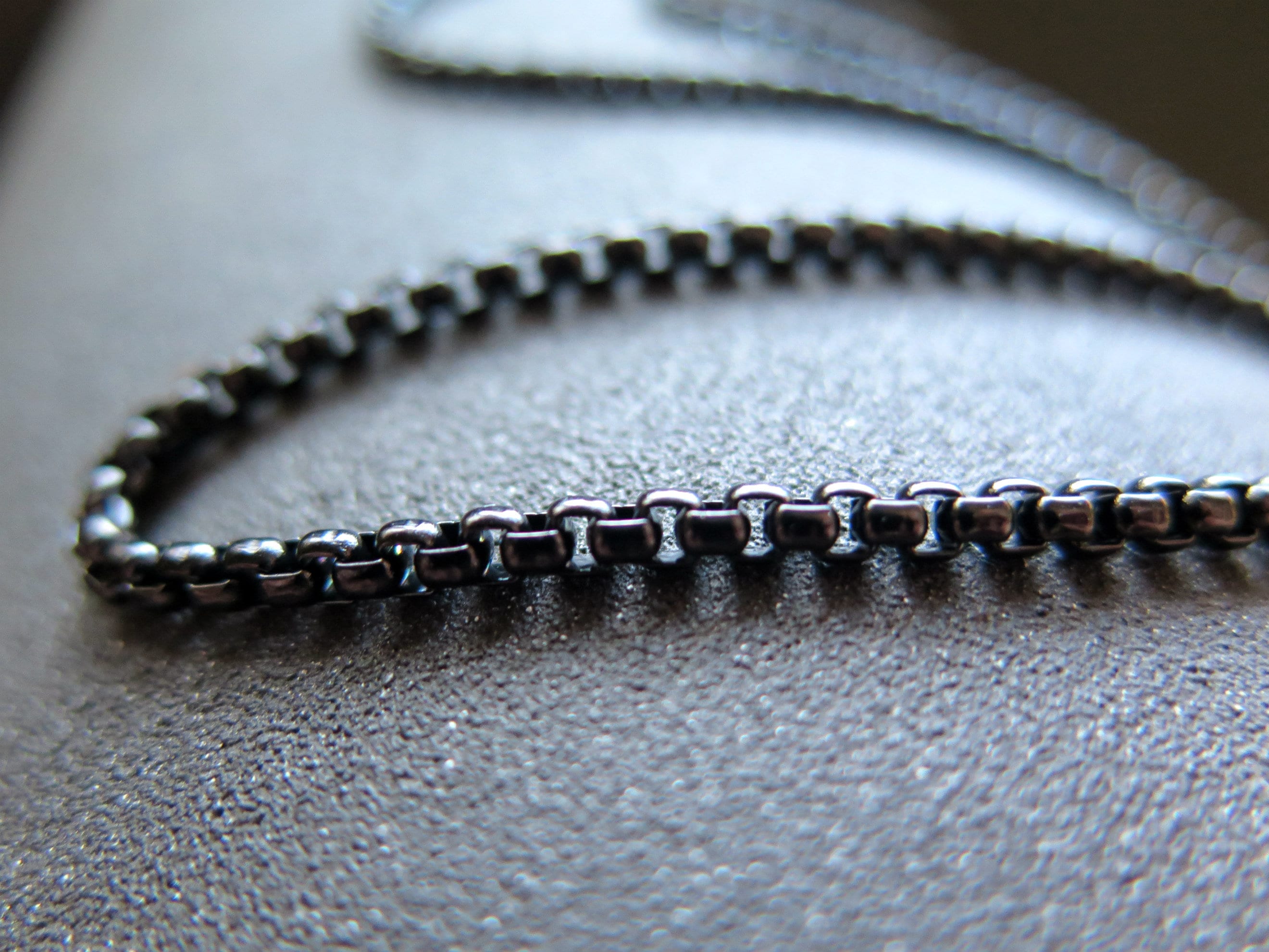 Mens Necklace. Steel Box Chain Necklace in Black Silver or - Etsy