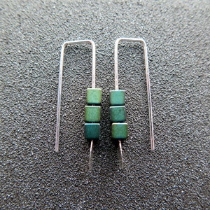 small hematite earrings. green jewelry. geometric jewellery. Canadian seller. 1 inch earrings. image 9