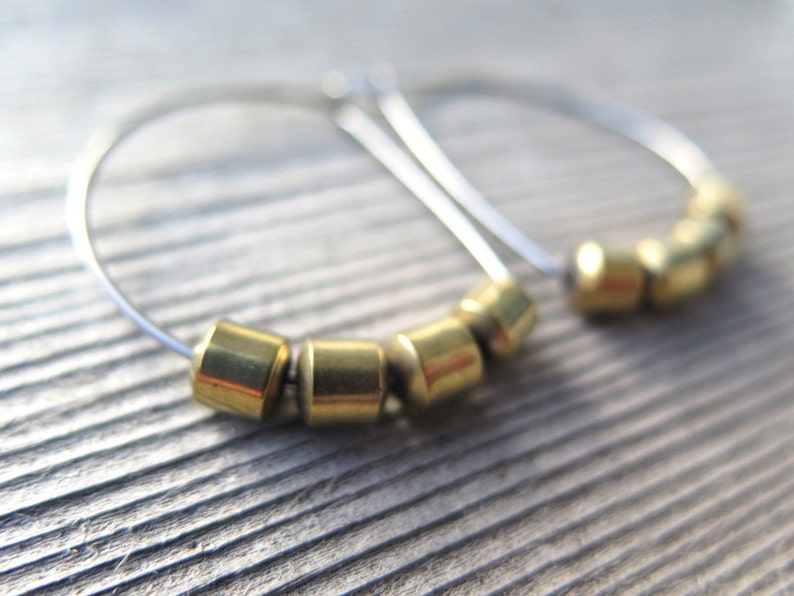 hypoallergenic hoop earrings. silver and gold jewelry. niobium earwires. sensitive ears. image 4