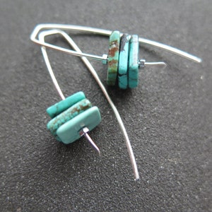 turquoise earrings. sterling silver earrings. December birthstone jewelry. natural turquoise gemstones. image 8