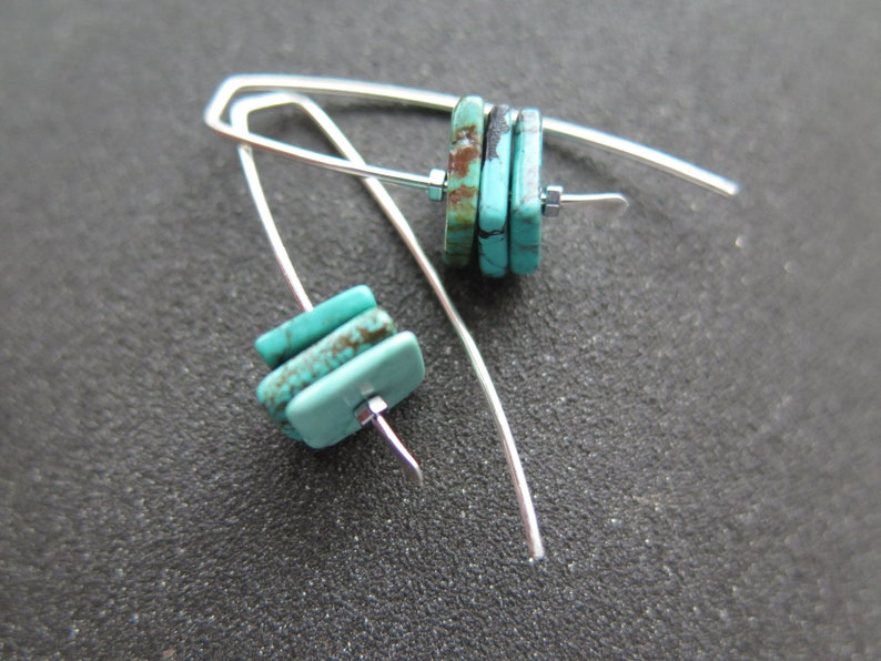 turquoise earrings. sterling silver earrings. December birthstone jewelry. natural turquoise gemstones. image 8
