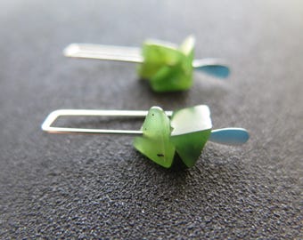 real Canadian jade earrings. green jade stones. unique gemstone nugget jewelry made in Calgary Alberta.