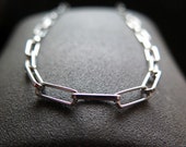 mens necklace. stainless steel jewelry. rectangle link. silver chain men. made in Canada.