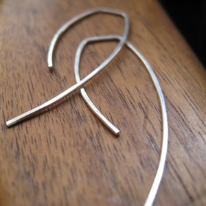 sterling silver earrings. wire earings. minimalist jewelry. threader earrings. image 1