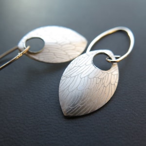 feather earring in anodized aluminum. sterling silver dangle earrings. image 6