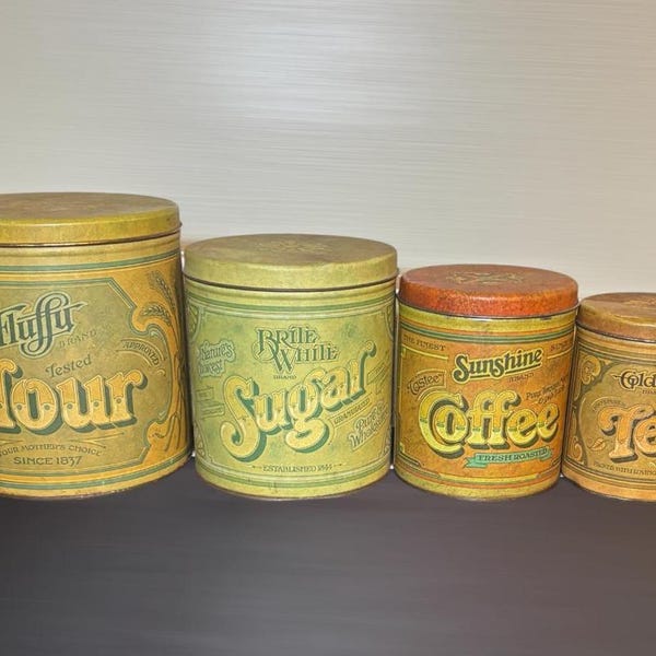 Vintage Ballonoff Nesting Kitchen Canister Tins, Set of (4)