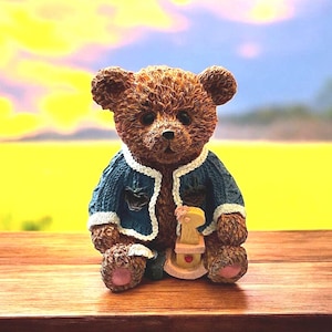 Vintage Ceramic Teddy Bear with Rocking Horse Money Coin Bank