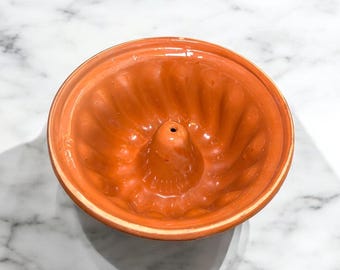 Vintage Terracotta Gugelhupf/Kouglof/Bundt Cake Mold with Glazed Interior