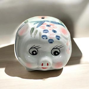 Vintage Ceramic Hand Painted Piggy Bank