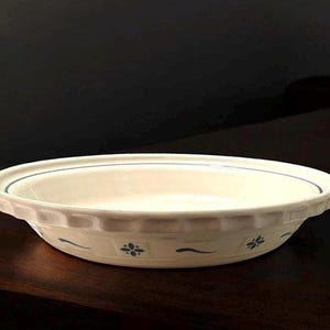 Vintage Longaberger Pottery Woven Traditions Classic Blue 10&quot; Pie Plate