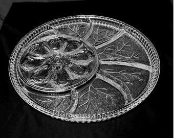 Vintage Indiana Glass Deviled Egg/Relish Serving Tray