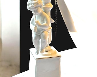 Vintage Porcelain Cherub Table Lamp