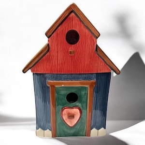 Vintage Ceramic Birdhouse Large Cookie Jar