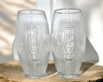 Pair of Football Beer Glasses with Embossed Design