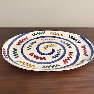 Vintage Gail Pittman Zig Zag 13 1/2" Oval Platter