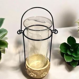 Vintage Set of (3) Hummingbird Metal & Glass Candle Votives