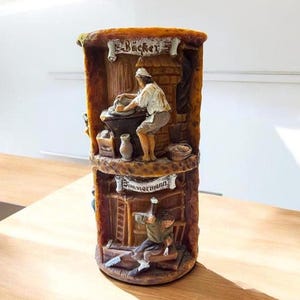 Vintage Johann Gunter German Carved Wax Candle