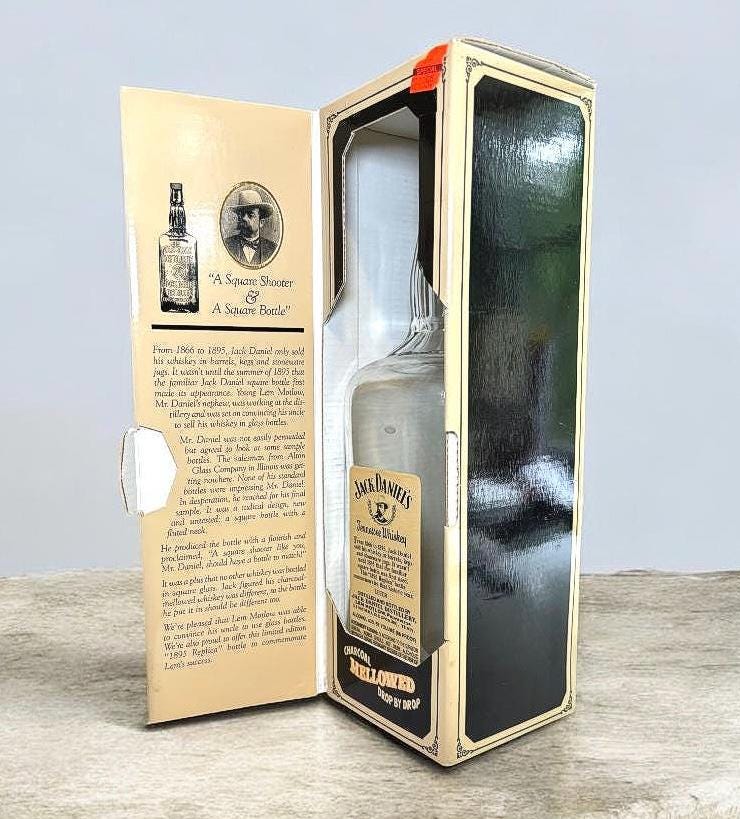 Vintage Empty Jack Daniel's 1895 Replica Bottle With Original