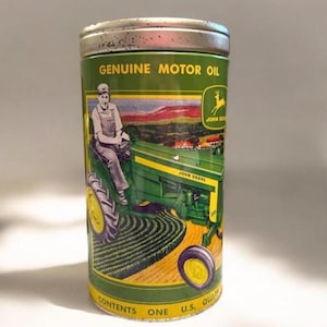 Vintage Metal John Deere Genuine Motor Oil Money Coin Bank