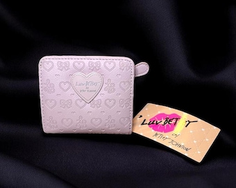 Betsey Johnson Pink Wallet/Card Case with Heart and Bow Pattern NWT