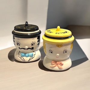 Vintage Ceramic Man & Woman Coin Banks - MG Japan Pair