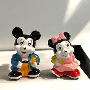 Vintage Pair of Ceramic Mickey & Minnie Mouse Money Coin Banks