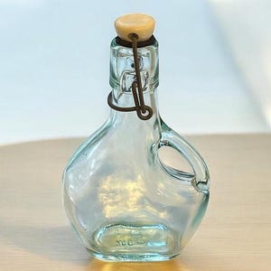 Vintage Aqua Glass Handled Bottle with Stopper 200 ml