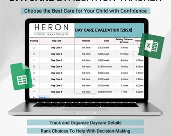Daycare Evaluation Tracker | Compare & Choose the Best Daycare or Preschool | Google Sheets and Excel Template
