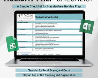 Holiday Prep Checklist | Digital Download Spreadsheet for Christmas, Thanksgiving, NYE, Diwali, Hanukkah & Kwanzaa | Excel and Google Sheets