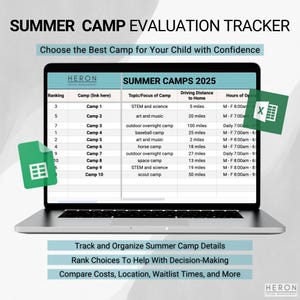 Summer Camp Planner for Parents | Compare, Track & Organize Camps | Excel Template and Google Sheets | Summer Camp Scheduling Template
