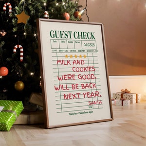 Kekse waren gut Gast Check Poster, trendiger Weihnachtsdruck, Vintage-Druck, Funky Retro-Weihnachtsplakat, Weihnachtsmann-Wandkunst - physischer Druck