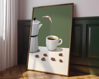 Coffee Diver Print, Trendy Kitchen Poster, Coffee Lover Prints, Espresso Wall Art, Coffee Print, Good Morning Coffee Poster - Optional Frame