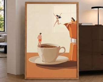 Coffee Adventure Print, Trendy Kitchen Poster, Coffee Lover Prints, Espresso Wall Art, Good Morning Coffee Poster, Wall Art - Optional Frame