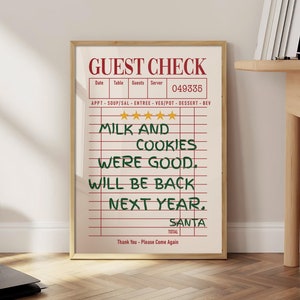 Kekse waren gut Gast Check Poster, trendiger Weihnachtsdruck, Vintage-Druck, Funky Retro-Weihnachtsplakat, Weihnachtsmann-Wandkunst - physischer Druck