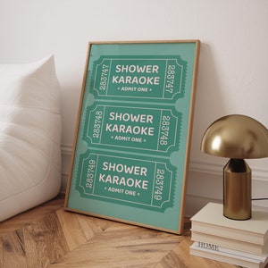 Dusche Karaoke Ticket Poster, Badezimmer Wandkunst, Dusche Singen Druck, Rosa Adrette Badezimmer Druck, Vintage trendige Wandkunst - Physischer Druck