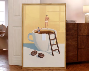 Coffee Adventure Print, Espresso Wall Art, Trendy Kitchen Poster, Coffee Lover Prints, Good Morning Coffee Poster, Wall Art - Optional Frame