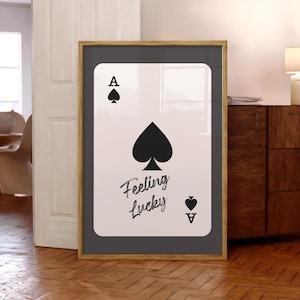 Stampa trendy Ace of Spades, poster vintage Feeling Lucky, arte murale retrò con carte da gioco, stampa Lucky You, poster rosa preppy - file digitale