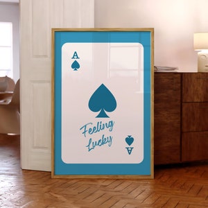 Stampa trendy Ace of Spades, poster vintage Feeling Lucky, arte murale retrò con carte da gioco, stampa Lucky You, poster rosa preppy - file digitale